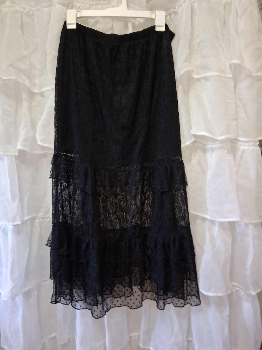 Arizona Jean Company Black Lace Tiered Maxi Skirt